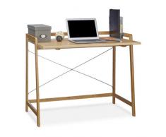 Relaxdays - Escritorio de Madera, Mesa de Ordenador Moderna con crossbraces, para Adolescentes, bambú, 80 x 98.5 x 59 cm, Color marrón
