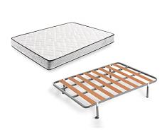 HOGAR24 ES Cama Completa - Colchón Flexitex + Somier Basic + 4 Patas de 32cm, 150x190 cm