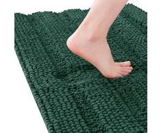 subrtex Alfombra de baño de felpilla a Rayas, Alfombra de baño Suave para baño, Absorbente de Agua, Alfombrilla de Ducha de Secado rápido, Lavable a máquina (Verde, 20 x 32 Pulgadas)