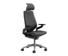 Steelcase Gesture Silla de Oficina Ergonómica con Altura, Soporte Lumbar, Brazos y reposacabeza Ajustables, Mecanismo reclinable y tapicería cómoda en Tejido Negro