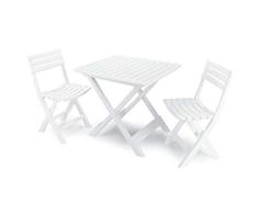 THINIA HOME Set Camping 1 Mesa + 2 sillas, Blanco, One Size