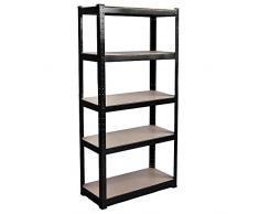 Home Discount Casa de Descuento 5 Niveles Capa Estante de Almacenamiento estantería Accesorio de Cocina Resistente Garaje estantería 875 kg Capacidad, tamaño Grande, Color Negro