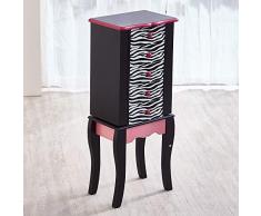 Teamson Kids Zebra Armario de Cofre, Madera, Negro, 30.99x24.51x74.30 cm