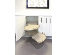 Kesseböhmer Lemans II-Extractor Giratorio para Armario esquinero (Incluye 2 Tablas, orientable a la Izquierda, 500 mm, Acero/MDF Antracita, Silber