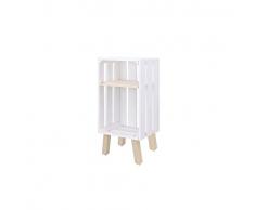 Decowood - Mesita de Noche o Auxiliar en Madera de Pino Gallego Tipo Estante, Blanco - 30x25x66.5cm