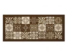 BIANCHERIAWEB Alfombra de Cocina Antideslizante Lavable, Alfombra de Cocina de 55 x 190 cm, Fabricada en Italia con diseño de Maiólica Marrón, Alfombra para Pasillo Lavable y Planchar