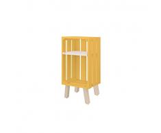 Decowood - Mesita de Noche o Auxiliar en Madera de Pino Gallego Tipo Estante, Mostaza - 30x25x66.5cm