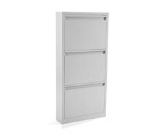 Versa 21610001 Zapatero con 3 cajones Gianna Blanco, Metal, 106 x 50 x 15 cm