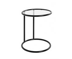 Haku Möbel Mesa Auxiliar, Metal Vidrio Templado, Negro, T 45 x B 45 x H 55 cm