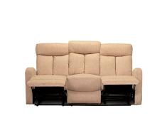 SHIITO - Sofá con 3 Plazas Función Relax - 180 x 100 x 95 cm - Modelo Siberia - 2 Asientos Respaldo y Reposapiés Reclinables - Apertura Manual - Beige