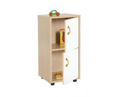 Mobeduc Mueble Infantil Bajo Armario 2 Puertas 360, Haya, Haya y Blanco, 36x40x76.5 cm