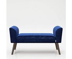 PLAYBOY 737201BL Banco de Terciopelo Recubierto de sólidas Patas de Madera Azul y Estable, 100 x 54 x 30 cm