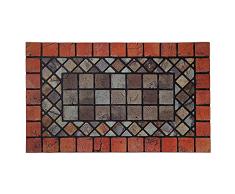 Nicoman Elegante tapete de Barrera para Azulejos ecológicos, Antideslizante, para Puerta de Interior/Exterior, Rectangular (75 x 44 cm), Borde Rojo