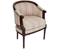 BETTER & BEST Q B&B Q BETTER & BEST Butaca Ancha de Madera Oscura, tapizada a Rayas, 65x48x83 cm