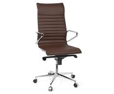 hjh OFFICE 720023 Silla de Oficina giratoria PARIBA I Cuero Marrón, Silla Escritorio con reposacabezas, Respaldo Alto ergonómica