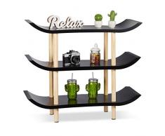 Relaxdays Estantería de Suelo con 3 Niveles, Madera, Negro, 32x83x71 cm
