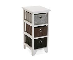 Versa Lingbo Mueble para el Baño Auxiliar, Cajonera con 3 cajones para organizar, Almacenaje Moderno y Divertido, Medidas (Al x L x An) 56 x 30 x 25 cm, Madera y Plástico, Color Blanco