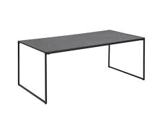 Marca Amazon - Movian Mesa de café con efecto de mármol mate en la parte superior, base metálica en negro, 120 x 60 x 48 cm