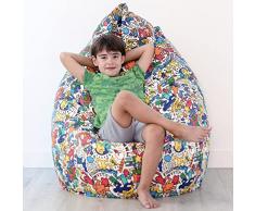 Vilber, PUFF PERA XL, Ergonómico y moldeable. TAMAÑO: 80x130 cm relleno perlas poliestireno con 260 Litros. Tela estampada impermeable antimanchas para uso interior y exterior. Colección POP