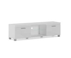 Skraut Home | Mueble Modular TV para Salón | 42 x 150 x 40 cm | Sistema de Iluminación LED Integrado | Indicado para TV de 32/40/50/55/60/65 | Puerta con Tirador | Estante de Cristal