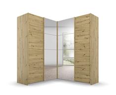 Rauch Möbel Quadra Armario de Esquina de Puertas suspendidas, Madera de ingeniería, Roble Artisan, 181x210x187