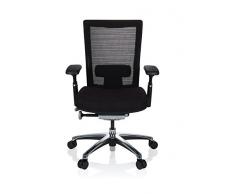 hjh OFFICE 657651 Silla de Oficina Nova Pro Tela Negro, Respaldo en Malla Transpirable, Silla giratoria ergonomica, Soporte Lumbar Ajustable