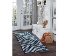 Universal Rugs Chevron Camino de transición Accent Alfombra, Azul Marino, 221 x 79 cm