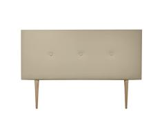 DUÉRMETE ONLINE Cabecero Premium Acolchado Modelo Milán, con Patas, Tapizado en Polipiel de Alta Gama, Madera, Beige, 210 x 60 cm (Cama 200)