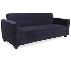 Menzzo Clayton Sofá de Terciopelo, Negro, 200