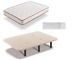 HOGAR24 Colchón Viscoelástico Viscoferta + Base Tapizada con Válvula De Traspiración + Almohada 100% Viscoelástica Desenfundable Aloe Vera (140x180 - Patas Metal 26cm)