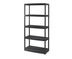 Keter - Estantería de Resina Mega 18 Pulgadas, Negra con 5 estantes y 60 Kg