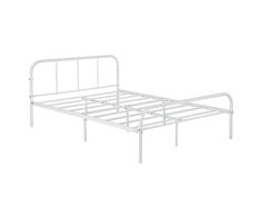 MEUBLE COSY Marco de Cama de 140 x 190 cm, Doble de Metal para Adultos, Gran Espacio en Lamas