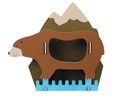 Werkhaus Perchero Infantil-Oso, Madera, marrón, L 42 cm, H 40 cm, T 12,5 cm