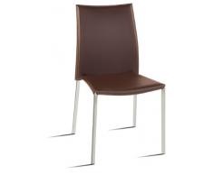 Sidney chocolate Silla acero inoxidable apilable tapizada polipiel imitación cuero para comedor, cocina, dormitorio, balcón , terraza interior,habitación juvenil, dormitorio, hostelería . 1 unidad