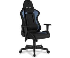 SENSE7 Tela para Juegos Oficina Spellcaster Gamer Silla ergonómica Reposabrazos Estructura de Acero de una Pieza Ángulo de inclinación Ajustable, Nailon, Negro/Azul, 43-52 x 69,5 x 57