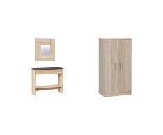 Habitdesign 0X6741F Mueble recibidor con cajón y Espejo Acabado en Color Roble Canadian y Oxido, Medidas: 92 cm x 79 cm x 33 cm + Zapatero, Roble Canadian, 108 cm x 55 cm x 36 cm
