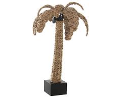DRW Lámpara de pie con Forma de una Palmera de anea con Base de Metal en Natural y Negro 48x40x74cm