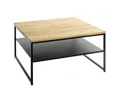 Haku Möbel Mesa Baja, Metal Madera, Negro-Roble, P 70 x L 70 x H 40 cm