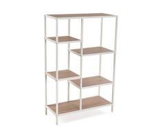 Versa Cedric Estantería de Pared de Estilo Industrial Biblioteca, con 6 Baldas o Estantes, Medidas (Al x L x An) 109 x 30 x 70 cm, Madera y Metal, Color Blanco y marrón