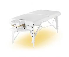 Master Massage Montclair-Camilla de Masaje, Reiki, Cama terapéutica, Plegable, con iluminación Ambiental, Madera, Blanco, 71 cm