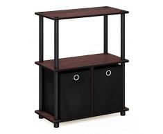 Furinno Estantes de Almacenamiento, Madera, Dark Cherry/Black, Pack de 1