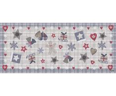 VILBER Alfombra Bells Gris (52x120x0,2cm), PVC Poliester, Antideslizante, Lavable, Resistente al Calor, con Posibilidad de Caminos de Mesa y Manteles Individuales a Juego.