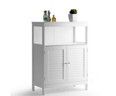 BAKAJI Mueble Armario baño 2 Puertas decoración, Madera de ingeniería, Color Blanco, 60x30x80 cm