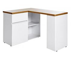 Amazon Brand Movian Cuuba - Escritorio de oficina compacto, en esquina, con 1 cajón y 1 puerta, 170 x 89,9 x 76,2 cm, blanco