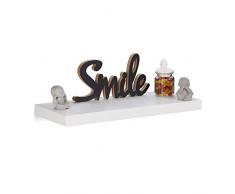 Relaxdays Estante Flotante Grande, Madera, Blanco, 25x60x4 cm