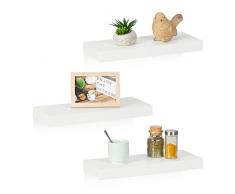 Relaxdays Estantes Pared Colgantes, Pack de 3, 38 x 15 cm, Baldas Flotantes, MDF, DiseÃ±o Moderno, Set Repisas, Blanco, Madera de ingenierÃ­a