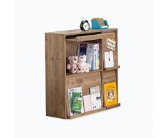 Iris Ohyama, Mobile, Scaffale, Libreria Portaoggetti, con 4 Ante Pieghevoli, Design, Versatile, Ufficio, Camera da Letto, Soggiorno, Sala da Pranzo - Flap Rack FR-F4 - Marrone Cenere