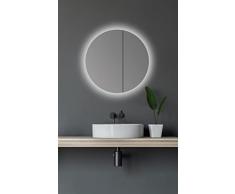 Talos Armario con Espejo Redondo con iluminación baño, Aluminio Vidrio, Ø 60 cm