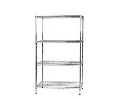 ARCHIMEDE - Sistema por módulos-estantería con Cuatro estantes, Metal, Cromado, 91 x 61 x 160 cm