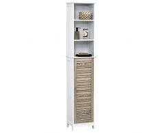 TENDANCE Armario de Tablero DM de Estocolmo, con Estructura Alta y 1 Puerta, 3 estantes, Madera, Roble Blanco